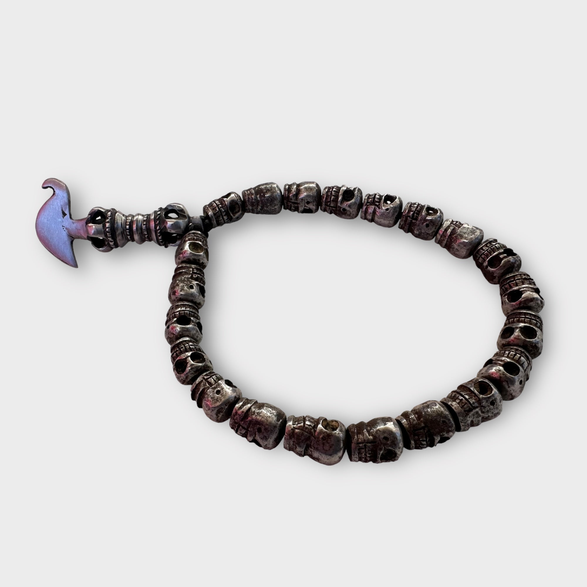 Metal Carved Skull Mala with katika