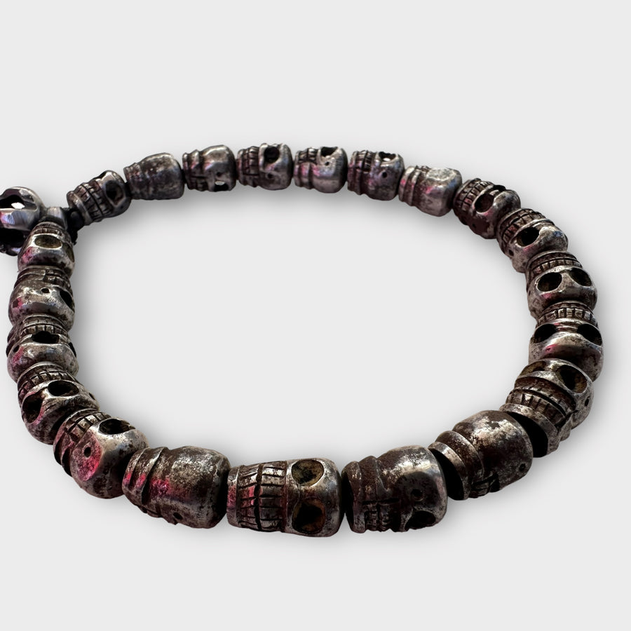 Metal Carved Skull Mala with katika