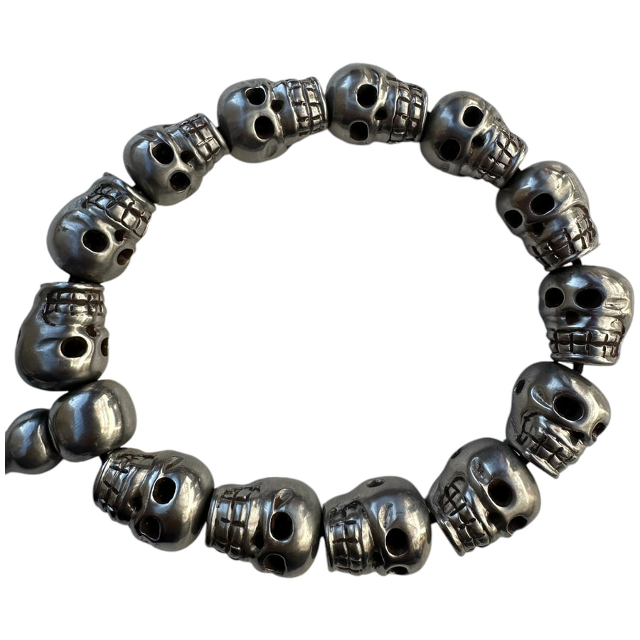 Handmade Carved Metal skull bracelet